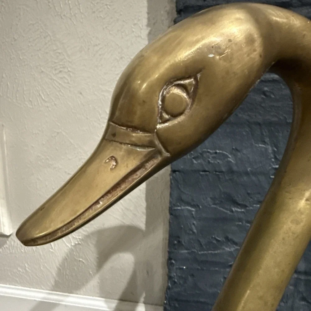 Vintage XL Brass Swan Figurine 21